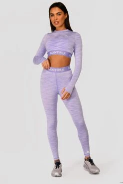 Trail Icon Long Sleeve Crop Top - Lilac Multi -Cheap Unisex Activewear Store TRAILICONLSCROP LILACBLOOM MAGNOLIA PEARLYHEATHER AMETHYST front