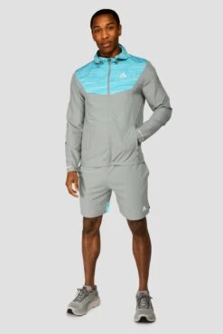 Trail Panel 2.0 Short - Platinum Grey/Neon Sky/Maya Blue -Cheap Unisex Activewear Store TRAILPANEL2.0SHORT PLATINUMGREY NEONSKY MAYABLUE fullfront