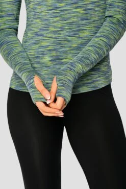 Trail 2.0 1/4 Zip - Green/Blue Multi -Cheap Unisex Activewear Store Trail 1 4 Zip BLUE GREEN CAPRI Sleeve detail