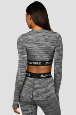 Cheap Unisex Activewear Store -Cheap Unisex Activewear Store Trail Icon LS Crop GREY BLACK WHITE Close Back