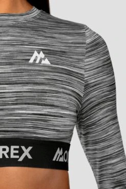 Trail Icon Long Sleeve Crop - Black/Grey Multi -Cheap Unisex Activewear Store Trail Icon LS Crop GREY BLACK WHITE Close logo