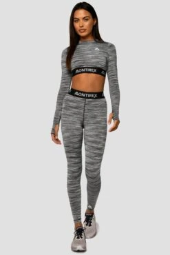 Cheap Unisex Activewear Store -Cheap Unisex Activewear Store Trail Icon Legging GREY BLACK WHITE Full Front